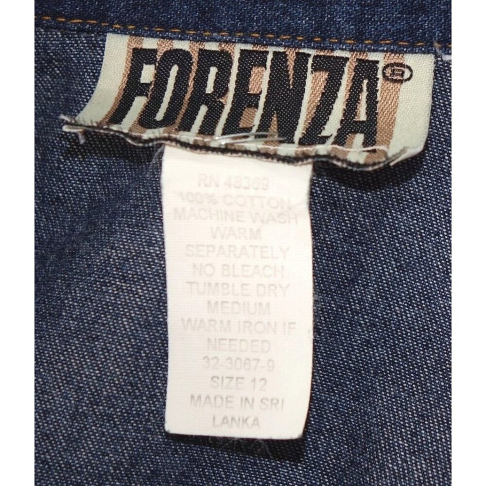 Vintage Forenza Jean Jacket Sz 12 Military Epaulette 80's-90's Double Breasted C - Picture 6 of 8